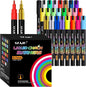 SFAIH Liquid Chalk Markers - 24 Colors 0.7-1mm Fine Tip, Non-Toxic Chalk Pens for Chalkboard Calendar, Acrylic, Glass, Menus, Labels, Signs, Wet Wipe, Zero Dust, Ideal for Home, Business or Bistro