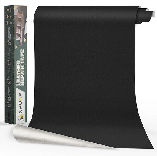 Leather Repair Tape, 16x79 inch Leather Patches for Furniture, Self Adhesive Leather Repair Patch for Sofas, Couches, Leather Covers, Seats, Chairs, Vinyl Repair Tape Black