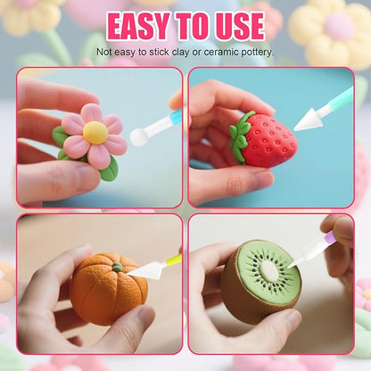 15 PCS Basic Polymer Clay Tools, Dotting Tools, Clay Sculpting Tools Acrylic Roller Pin, Clear Rectangle Sheet Press Board, Double-Ended Pottery Carving Set for Beginner