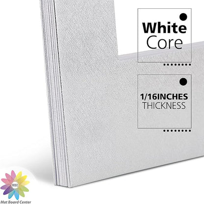 Mat Board Center, Pack of 10, 11x14 Silver Color Mats for 8x10 Pictures, Photos- Bevel Cut, Acid Free, 4-ply Thickness, White Core