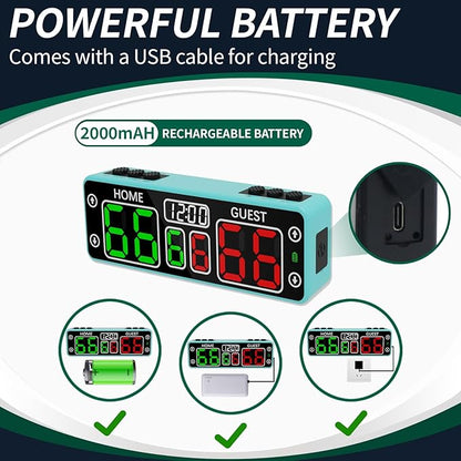 YZ Upgraded Digital Scoreboard with Timer, Mini Magnetic Electronic Scoreboard, LED Portable Scoreboard Basketball, Cornhole Score Keeper for Indoor&Outdoor Games