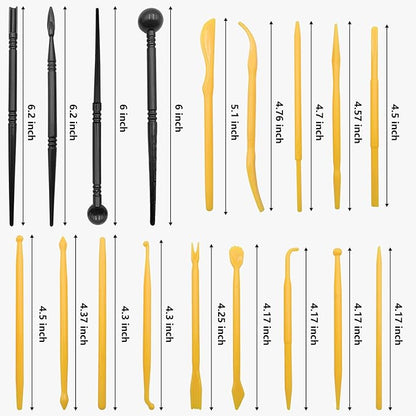 Clay Tools, 18pcs DIY Plastic Pottery Tool Kit for Polymer, Modeling, Air Dry Clay, Sculpting Tools Dotting Ball Stylus Pen for Embossing, Fondant, Crafts, Styling, for Kids and Beginners