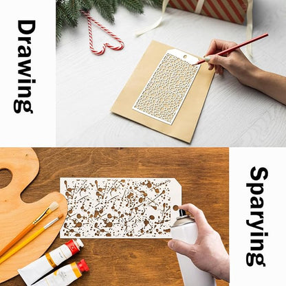 8 Pieces Stencils for Crafts, Leopard Brick Dot Layering Stencils Mixed Media Texture Stencils for Painting on Card Making Canvas DIY Crafts Furniture Paper (8 Layering)