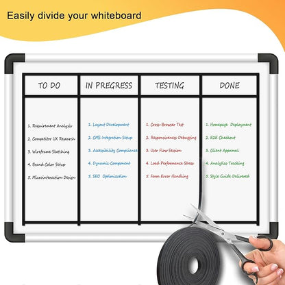 Magnetic Tape Roll Thin Strip, 1/5 Inch x 33 Feet Magnet Tape Line for Classroom Office, Magnetic Boarders for Witeboard (Black)