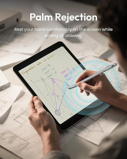 Metapen Pencil A8 for Apple iPad 2018-2025, (2X Faster Charge), Tilt Sensitivity, Pixel Precision, Stylus Pen for iPad 11/10/9/8/7/6th Gen, Pro 12.9/11/13-inch M4, Air 3/4/5/M2/M3, Mini 5/6th, Grey