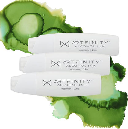 Alcohol Inks 3 Pack - Vibrant, Professional, Dye-Based Alcohol Inks for Artfinity Alcohol Markers, Artists, Drawing, & More! - Moss Green G5-5