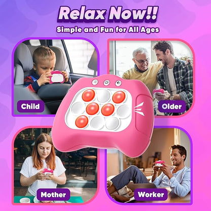Handheld Game Toy for Kids Age 6-12, Sensory Fidget Toys for Kids 8-12, Birthday Gifts for 6 7 8 9 Year Old Girls & Boys & Teens -Dark Pink