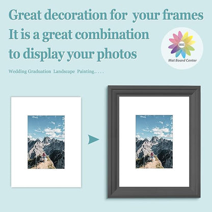 MBC Mat Board Center, 5 Pack 8.5X11 for 5X7 White Picture Mats Frame Mattes, Bevel Cut, Acid Free, 4-Ply Thickness