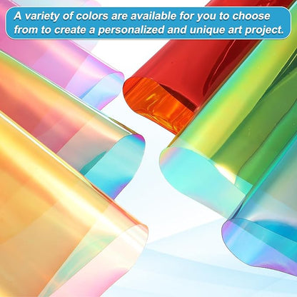 MECCANIXITY Holographic Clear PVC Vinyl Film Holographic PVC Fabric Waterproof Dichroic Film 12 x 48 Inch for Handbags Bows Earrings DIY Craft,Laser Dark Green