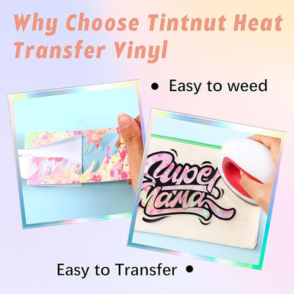 Tintnut Splash Heat Transfer Vinyl Roll - 12 Inch x 5ft Spring Color Watercolor Ink Patterned HTV Splatter Iron On Vinyl DIY T-Shirts Hats Clothes Canvas Bags for Cricut or Silhouette Cameo