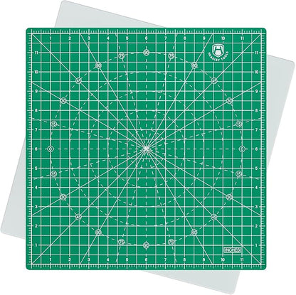 Headley Tools 12"x12" Rotating Cutting Mat, Self Healing Mat with 360-Degree Rotation & Anti-Slip Base, Sewing Board Cutting Mat Perfect for Fabric Quilting Leather Hobby Project, Green