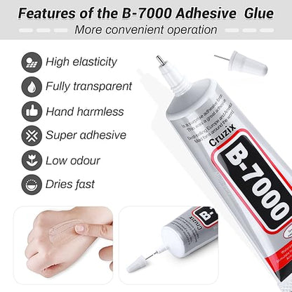 B7000 Jewelry Bead Glue for Jewelry Making, Clear 3.7 fl oz B7000+Plus Multipurpose Super Adhesive Glue for Rhinestone Crafts Fabric Metal Stone Nail Art Wood Glass (110 ml/ 3.7oz)