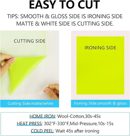 guangyintong HTV Heat Transfer Vinyl Bundle, 52 Pack 12" x 10" Iron on Vinyl for T-Shirt, 33 Assorted Colors Clossy Reflective and Fluorescent HTV Vinyl for All Cutting Machine Easy to Cut & Weed