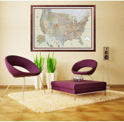 24x36 United States, USA Contemporary Premier Wall Map Poster (24x36 LAMINATED)
