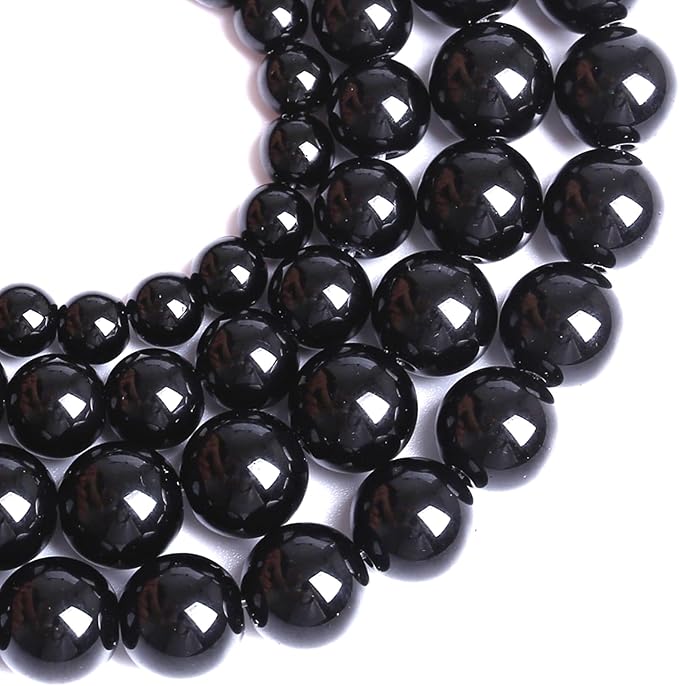 10MM Natural Black Agate Gemstone Beads Round Loose Stone Beads for Jewelry and Bracelets Making 72pcs 2 Strands 32