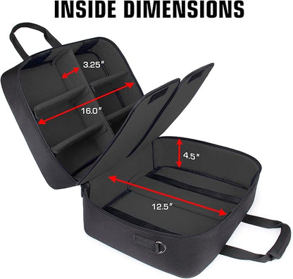 USA Gear XL Magic The Gathering MTG Deck Box Travel Case - Large MTG Card Storage Bag with Padded Shoulder Strap, Customizable Interior, Weather Resistant - Fits Deck Boxes & Sleeved Cards - Black