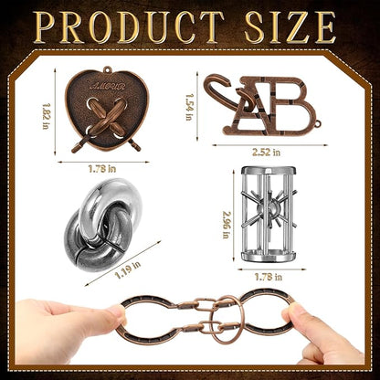 Yilloog 24 Pcs Metal Brain Teaser Puzzles Assortment for Adults Difficult Magic Puzzles Highly Hard Brain Games Iq Logic Test Disentanglement Game for Classroom Mind Challenge(Novelty)