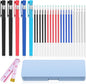 fabric markers for sewing, heat erasable pens for fabric sewing and quilting, 5 pens + 20 refills, embroidery fabric pen, disappearing ink pen for fabric, tailors marking, sewing supplies.