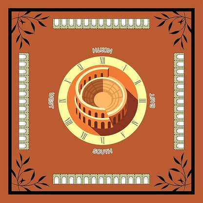Mahjong Mat for Table 31.5"x31.5", MahJongg Mat Cloth Cover with Game Rules, Mahjong Tablecloth for Poker, Board Games Table Mat, Card Games, Tile Games, Dominoes (Roman Colosseum)