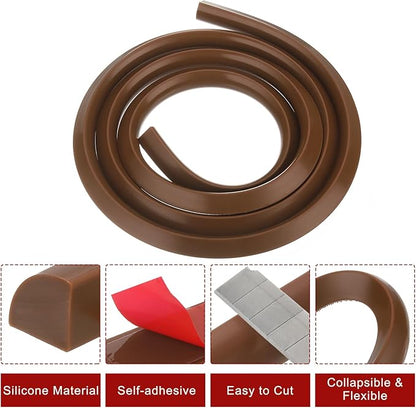 uxcell Flexible Molding Trim, 79 Inch Flexible Quarter Round Molding Silicone Peel and Stick Trim Self Adhesive Shower Water Barrier for Corner Decor Bathroom Kitchen, Brown