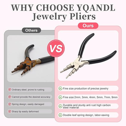 Jewelry Making Tool - High-Carbon Steel Bail Making Pliers with 2-9mm Adjustable Looper, Professional Wire Looping Tool for Earrings, Rings & Crafting (Multi-Functional Design) Jewelry Pliers