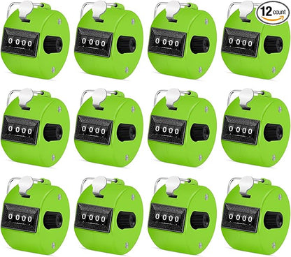 12 Pcs Hand Tally Counter 4-Digit Lap Counter Clicker, Manual Mechanical Handheld Pitch Click Counter with Finger Ring for School Golf & Knitting Row Croche
