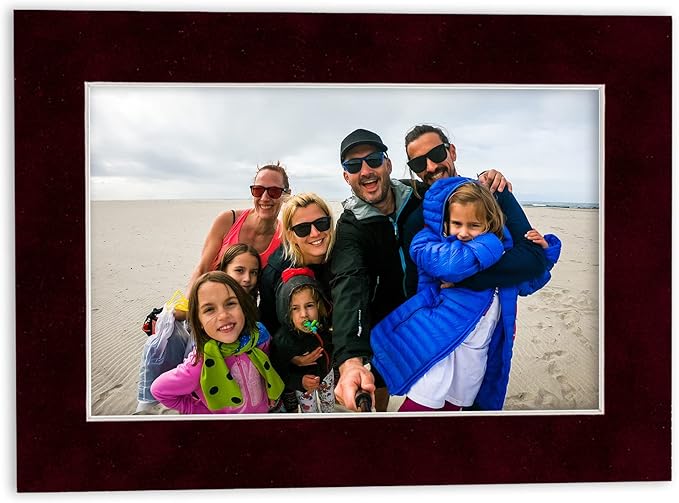 Pack of Ten Acid Free 11x14 Mats Bevel Cut for 8.5x11 Photos - Dark Red Suede Precut Matboards With Backing Boards and Self Seal Photo Mat Bags For Pictures, Photos, Framing - 4-ply Thickness