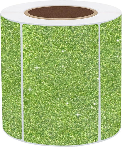 3x2 Inch Holographic Thermal Labels, Glitter Green Thermal Sticker Labels, Waterproof Thermal Printer Stickers for Price, Barcode, Name, Custom Logo Design, 200 Pcs/Roll