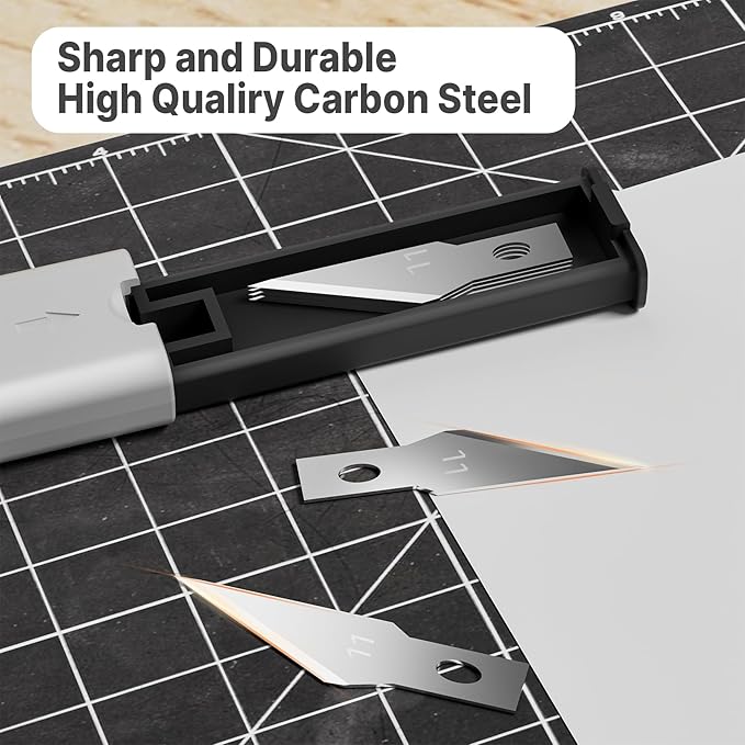 3 PCS Exacto Knife,Hidden Blade Design at The End,Comes with 5 Spare High Qualiry Carbon Steel Exacto Knife Blades. Craft Knife for Crafting, Arts,Modeling,Scrapbooking,Stencil,DIY Projects.Silver