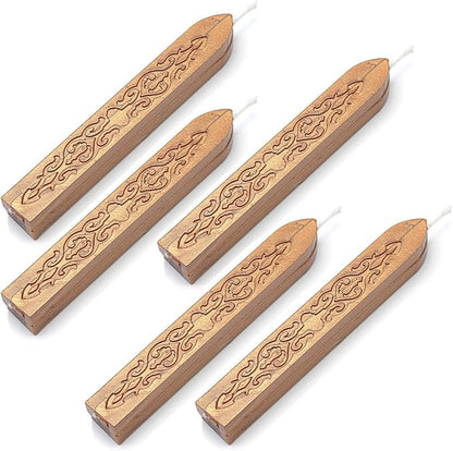 Wax Seal Sticks, Yoption 5 Pcs Totem Fire Manuscript Sealing Seal Wax Sticks with Wicks Cord Wick Sealing Wax for Postage Letter Retro Vintage Wax Seal Stamp (Dark Golden)