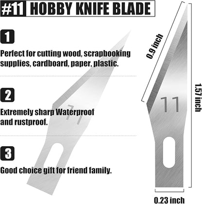 JTIEO 150 PCS Exacto Knife Blades 11, Sharp Hobby Knife Blades, High Carbon Steel Craft Knife Blades, 11 Hobby Knife Replacement Blades, Exacto Blades for Art, Scrapbooking, Stencil, Paper Cutting