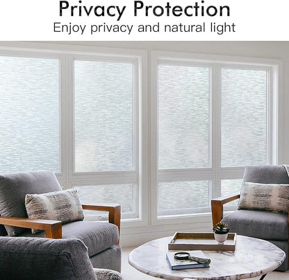 Haton Window Privacy Film, Frosted Glass Static Cling Sun Heat Blocking Window Clings, Frosting Opaque Coverings, Vinyl Removable Stickers Tint for Home Door Office, Non Adhesive 35.4" x 157.4"