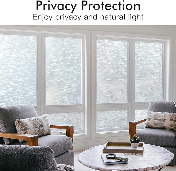 Haton Window Privacy Film, Frosted Glass Static Cling Sun Heat Blocking Window Clings, Frosting Opaque Coverings, Vinyl Removable Stickers Tint for Home Door Office, Non Adhesive 35.4" x 118.1"