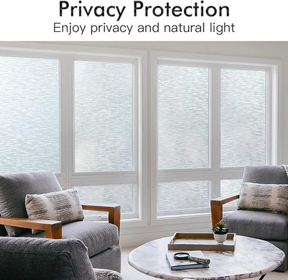 Haton Window Privacy Film, Frosted Glass Static Cling Sun Heat Blocking Window Clings, Frosting Opaque Coverings, Vinyl Removable Stickers Tint for Home Door Office, Non Adhesive 35.4" x 118.1"