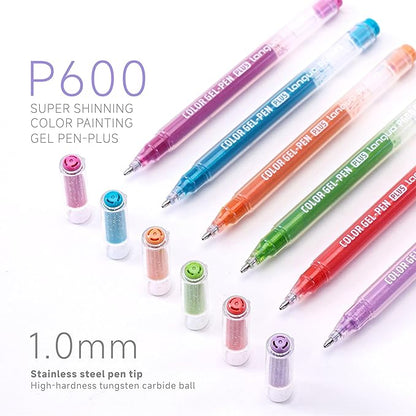 72 Color 1.0mm Glitter Markers for Adults Painting, Christmas Card Drawing, Birthday Blessing Graffiti, Art Bookkeeping DIY Pen