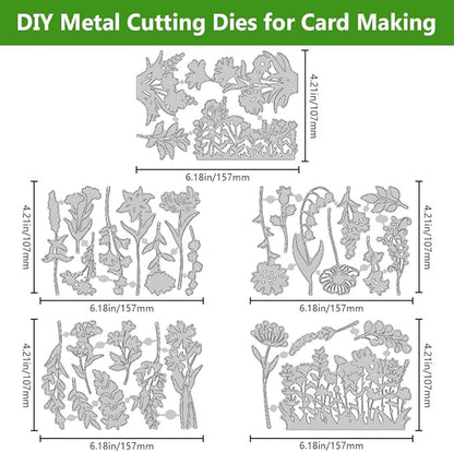 31PCS Flower Metal Die Cuts Wildflower Metal Cutting Dies Flower Leaf Shape Embossing Scrapbooking Cuts Stencil Leaves Embossing Paper Dies for Card Making Album Decorative