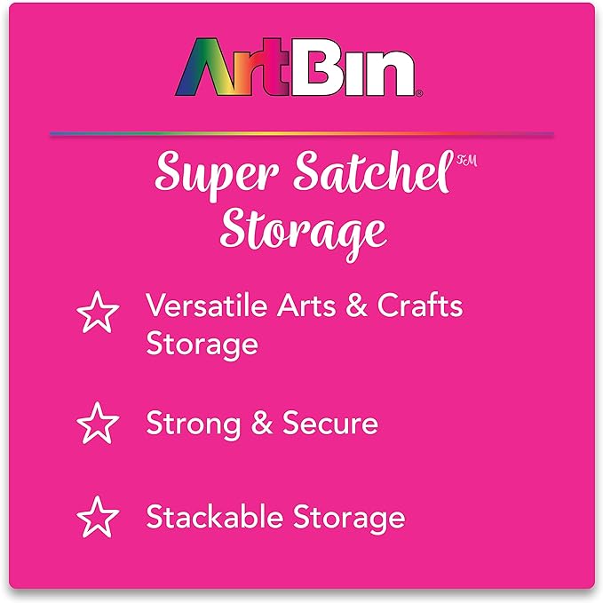 ArtBin 9101AB Super Satchel Slim with Removable Dividers, Art & Craft Organizer, [1] Plastic Storage Case, Clear, Divided Compartments