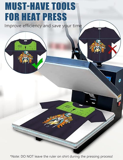 Vowlove Tshirt Ruler Guide for Vinyl Alignment: T Shirt Ruler to Center Design, Tee Measurement Tools, Heat Press Accessories for Sublimation, HTV Heat Transfer Vinyl Press, Screen Printing