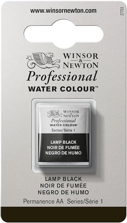 Winsor & Newton Professional Watercolor, Half Pan, Lamp Black