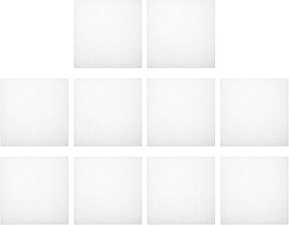 PATIKIL Plastic Mesh Canvas Sheets,10Pcs 5.5 x 5.5inch Cross Needlework Blank Yarn Crafting for Embroidery DIY Bookmarks Cup Mats, White, Square