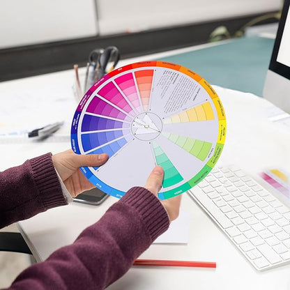 Garneck Creative Color Wheel Learning Chart Color Mixing Rotation Tool for Art and Nail Professionals Easy Use Colour Guide with Tints Shades and Definitions