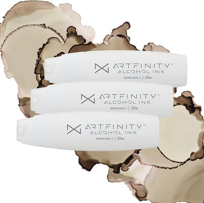 Alcohol Inks 3 Pack - Vibrant, Professional, Dye-Based Alcohol Inks for Artfinity Alcohol Markers, Artists, Drawing, & More! - Warm Grey 3 WG3