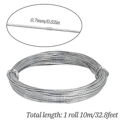 32.8 Feet/10m Stainless Steel Picture Hanging Wire, Heavy Duty Metal Wire for Photo Artwork and Picture Hanging (0.7mm/0.03in)