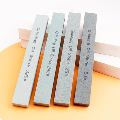 4Pcs Square Sharpening Stone Set -Grits 150#, 180#, 240#, 320# Green Silicon Carbide Honing Whetstone Kit for Moldels, Metal & Knife Cutting Tools (150 * 20 * 10mm)