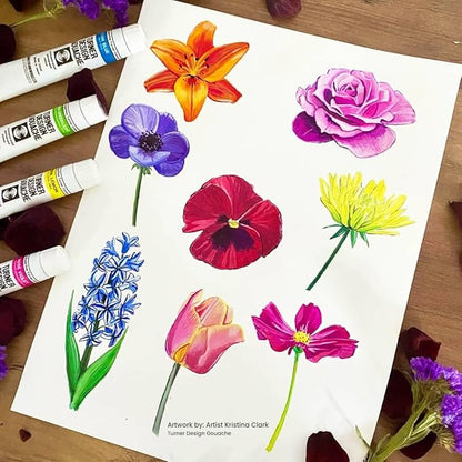 Turner Watercolor Paint Set - Design Gouache Premier Opaque Watercolor Paint - 25 ml Tubes - Set of 18 Assorted Colors