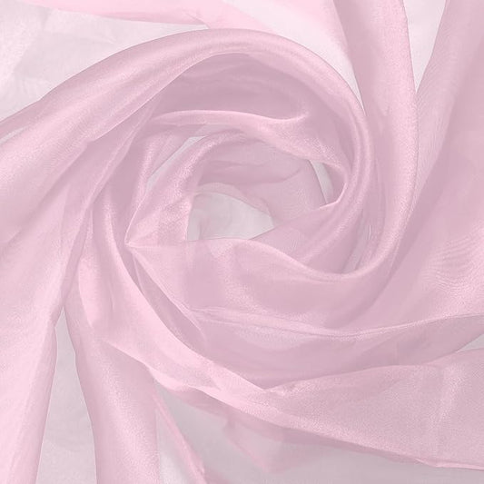MECCANIXITY Iridescent Sheer Organza Fabric, 2 Yards x 59 Inches Solid Holographic Shiny Fabric Organza Cloth for Wedding, Curtains, Costume, Photo Background, Lotus Pink