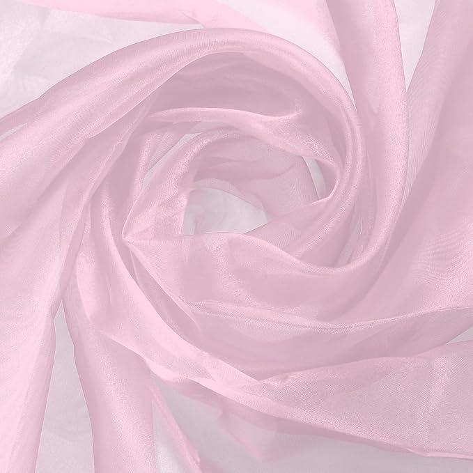 MECCANIXITY Iridescent Sheer Organza Fabric, 10 Yards x 59 Inches Solid Holographic Shiny Fabric Organza Cloth for Wedding, Curtains, Costume, Photo Background, Lotus Pink