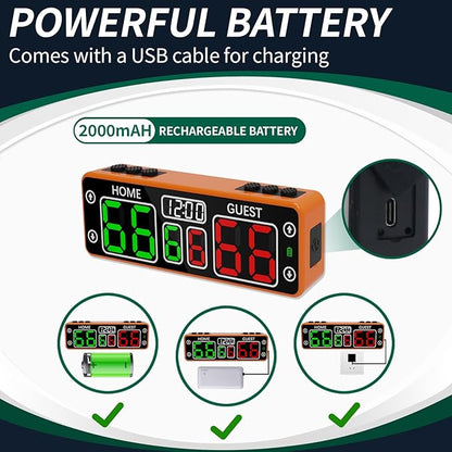 YZ Upgraded Digital Scoreboard with Timer, Mini Magnetic Electronic Scoreboard, LED Portable Scoreboard Basketball, Cornhole Score Keeper for Indoor&Outdoor Games