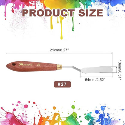 MECCANIXITY Pack of 1 Palette Knife No.27, 8.3" Long Palette Knives with Stainless Steel Flexible Spatula Pallet Knife and Wood Handle for Scraping, Mixing, Oil Acrylic Painting Canvas