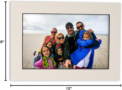 Pack of TEN 8x10 Mats Bevel Cut for 5.5x8.5 Photos - Acid Free White with Black Core Precut Matboards For Pictures, Photos, Framing - 4-ply Thickness